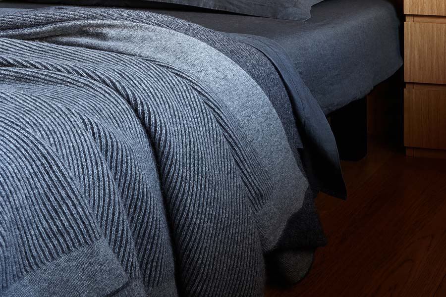 Luxury Reversible Rib Throw - Angora & Merino Wool